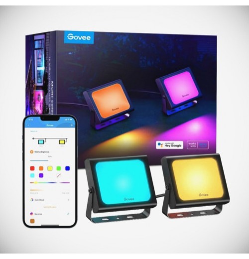 RGBICWW LED Smart Flood Lights with Energy Class G Efficiency Rating for Outdoor Lighting Needs